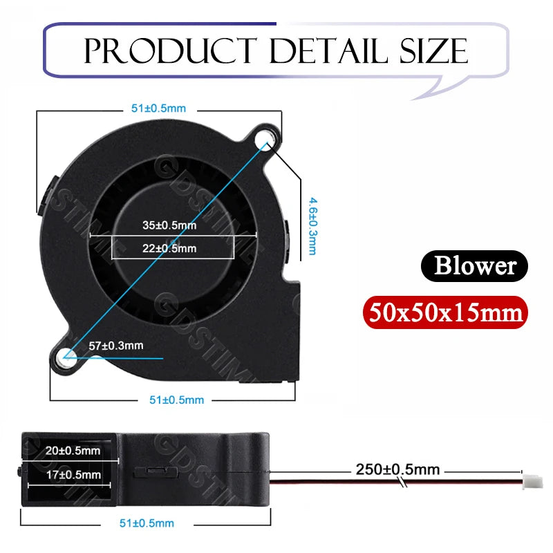 3Dプリンター向け GDSTIME 5015ブロワーファン 24V 50MMx15MM 8,500RPM