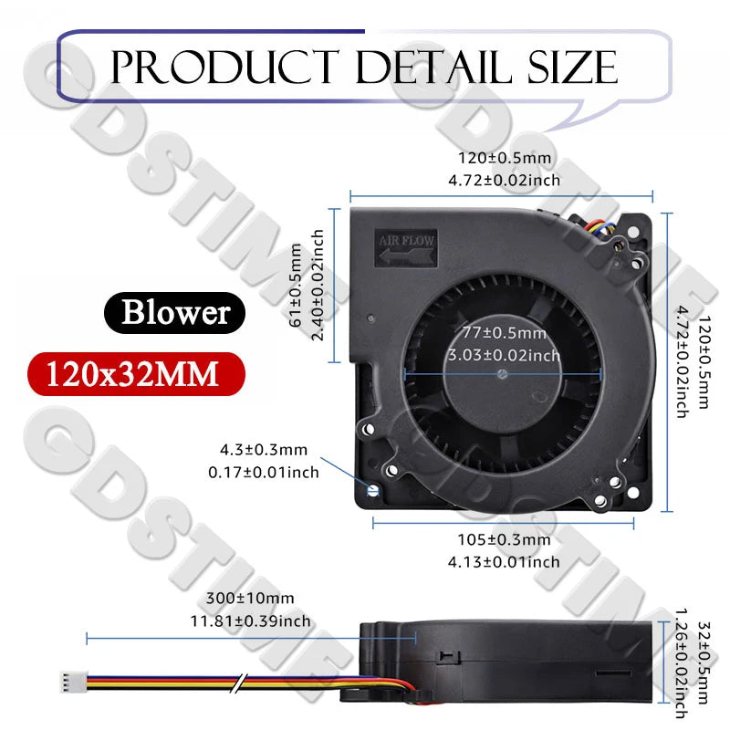 2個 Gdstime DC 24V 12mm 120mmx120mmx32mm デュアルボールベアリング 120x32mm ブロワーファン