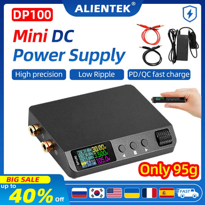 ALIENTEK 実験用可変式電源 最大30V 5A スイッチング方式 ポータブルテスト用電源